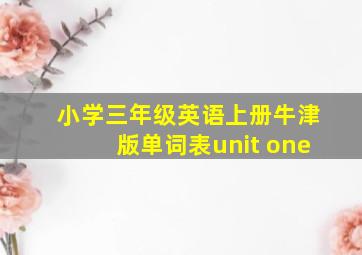 小学三年级英语上册牛津版单词表unit one